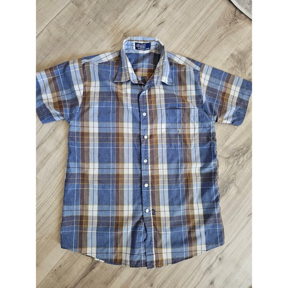 Polo Ralph Lauren Other - Vintage Polo Ralph Lauren Mens Plaid Button Down Shirt Blue Brown Cotton